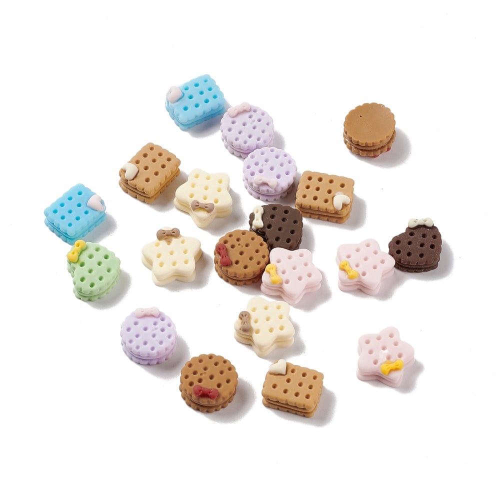 Resin Cookie Cabochons – Farve Mix (10 - 13x13mm) 20 Stk - Uniq Perler - 115106