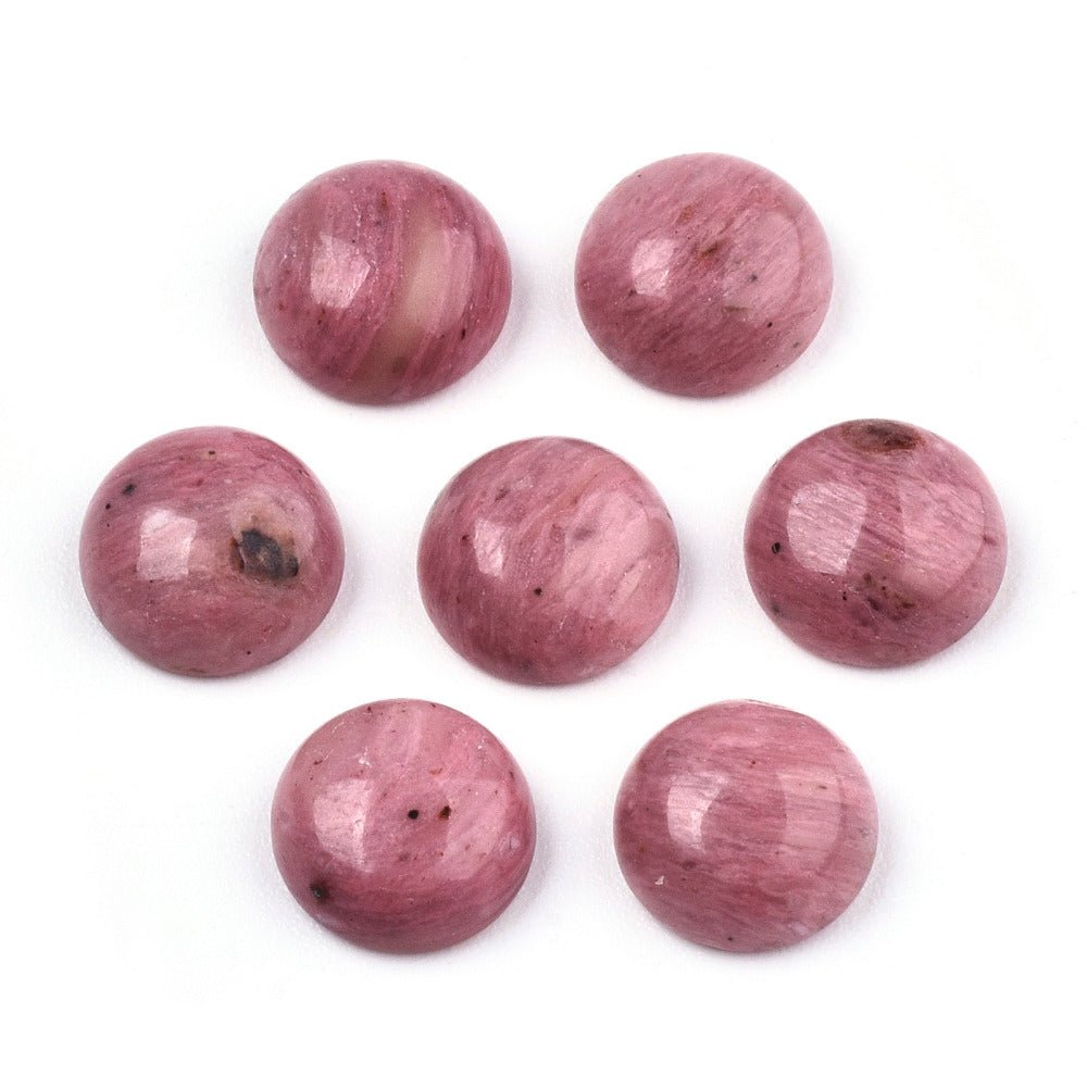 Rhodokrosit Cabochoner – Halvrunde (8mm) 6 stk - Uniq Perler -