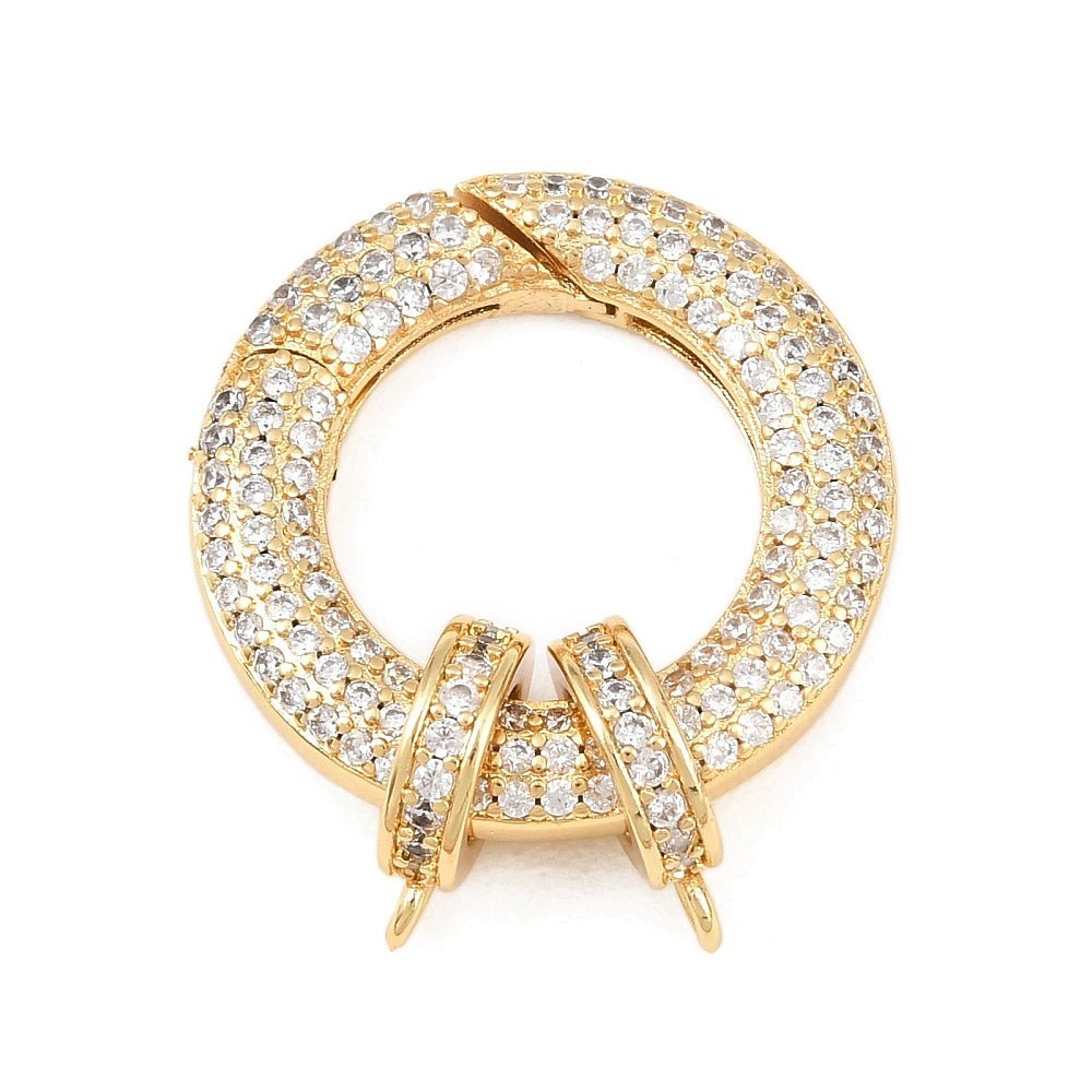 Ring med Bail Med Kubiske Zirkonia – Langtidsholdbar 18K Forgyldt Messing (30,5mm) - Uniq Perler - 119332