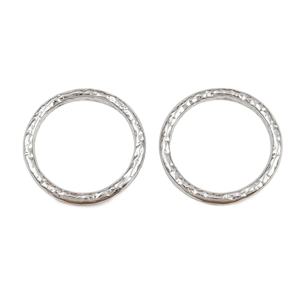 Ring med struktur - Rustfrit Stål - Langtidsholdbar– Sølvfarve (22mm, 2 stk) - Uniq Perler - 116185