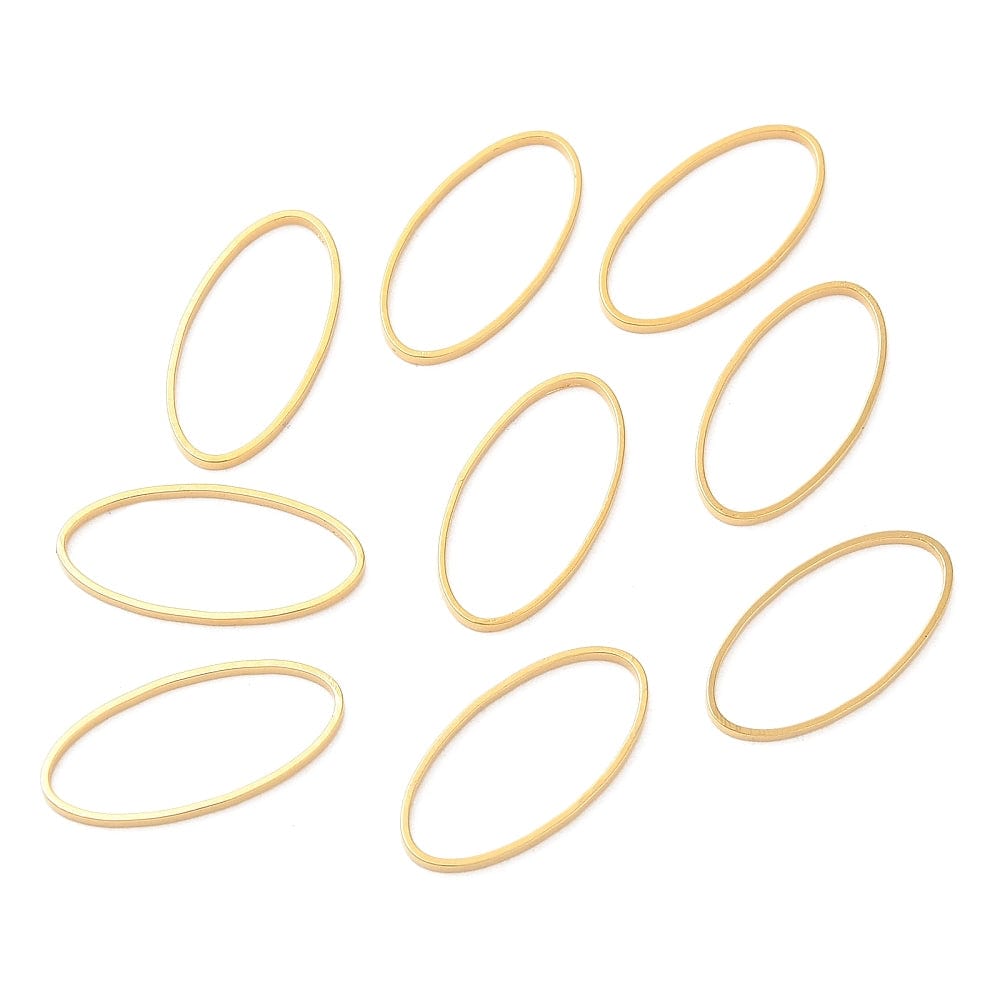 Ring Mellemled/Vedhæng - 24K Langtidsholdbar Forgyldt (10x20mm) 6 stk - Uniq Perler - 115462