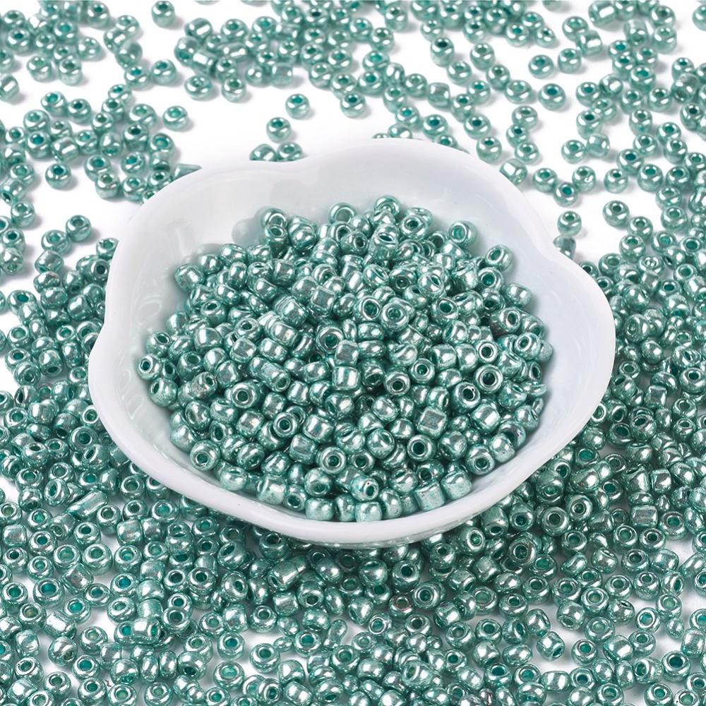 Rocailles Glasperler 12/0 – Metallic Rund, Cyan (2mm) 20 gram - Uniq Perler -