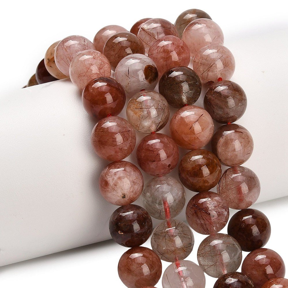 Rød Rutilkvarts Perler – Runde (12mm) - Uniq Perler -