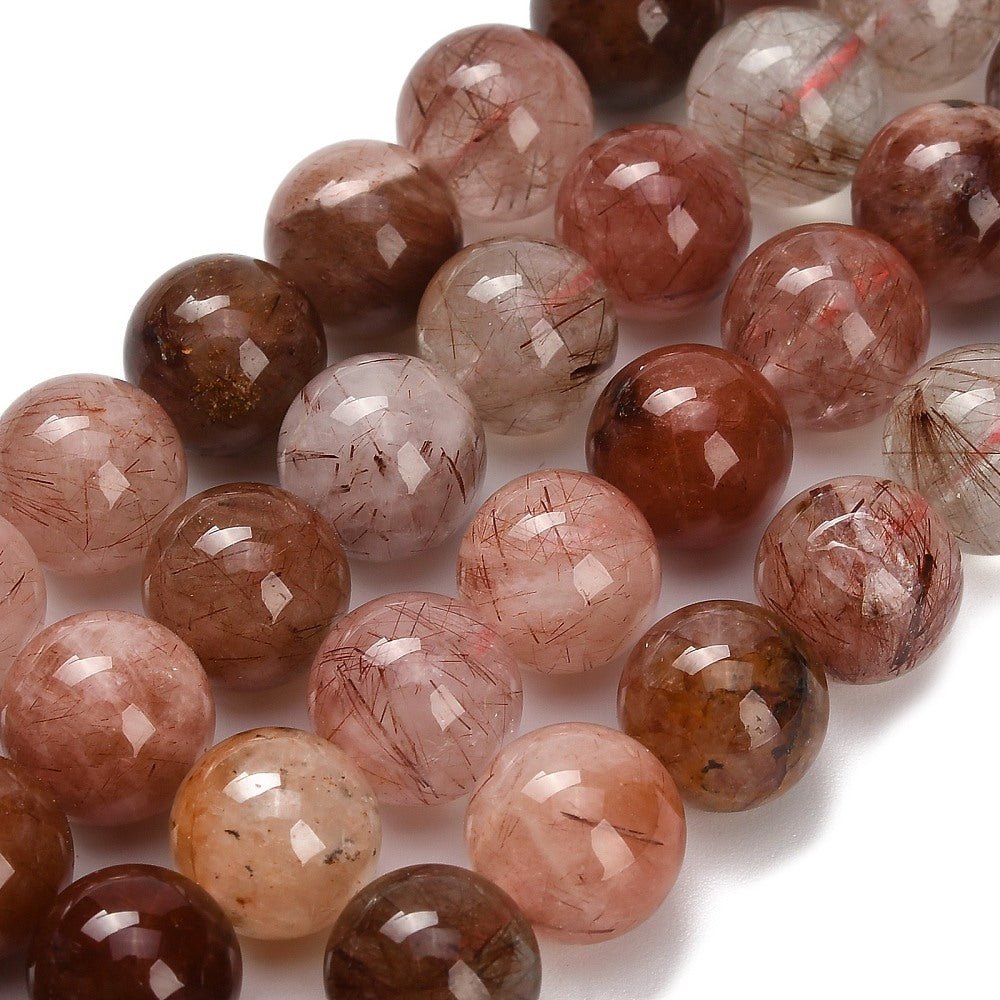 Rød Rutilkvarts Perler – Runde (12mm) - Uniq Perler -
