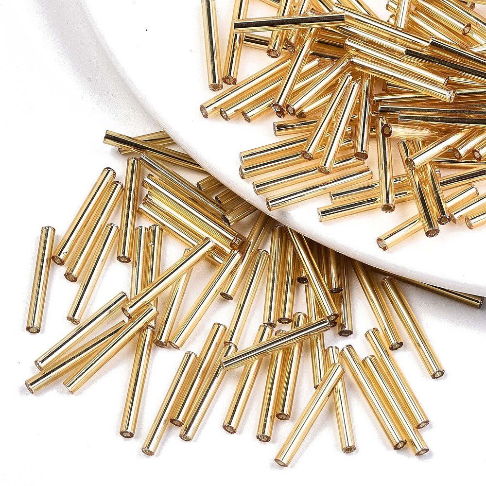 Röhrenperlen – 18K Vergoldet Glas, Metallic Finish (17,5~20x1,5~2,5mm)