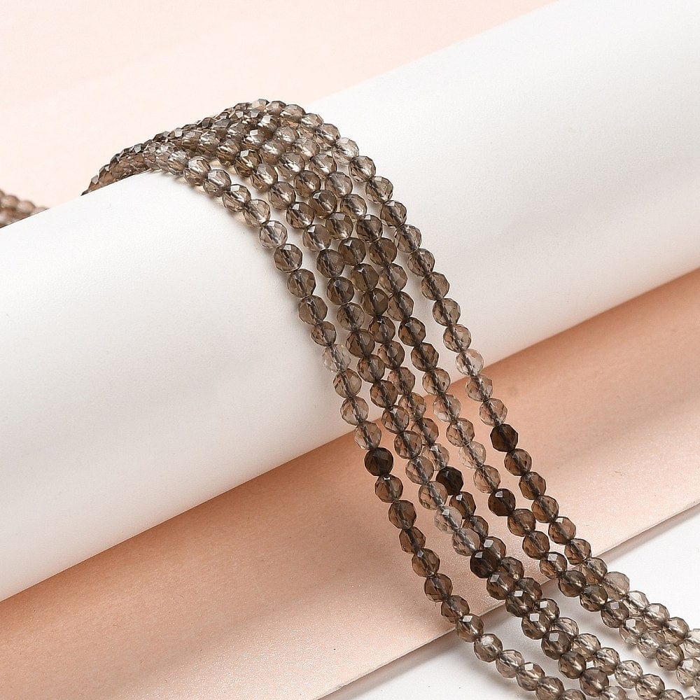 Røgkvarts Perler, Facetteret, 2 - 2,6mm - Uniq Perler - 111635