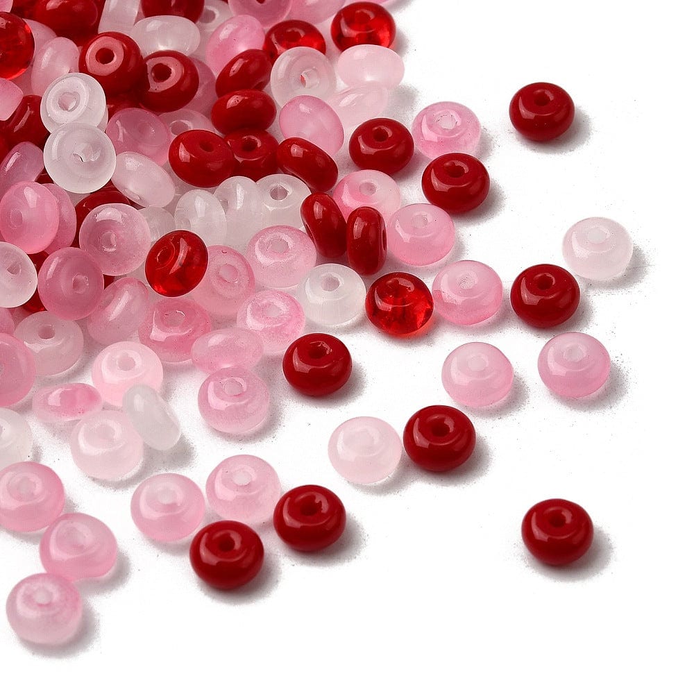 Rondel glasperler, Rosa/pink nuancer str. 6 - 6,5mm (100 stk.) - Uniq Perler - 115630