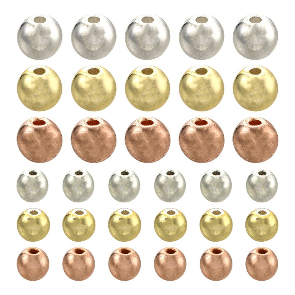 Rondel Med Assorteret Hæmatit Perler – 6 Størrelser & 3 Farver - Uniq Perler - 113058