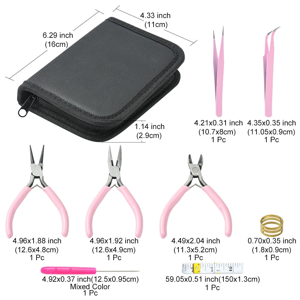 Rosa Værktøjssæt I Etui Til Opbevaring - Uniq Perler - 173734