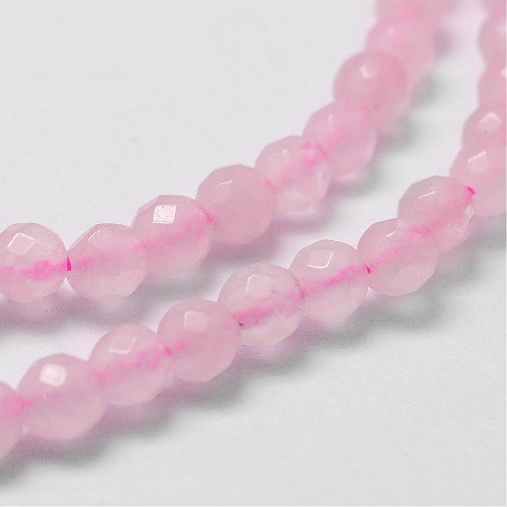 Rosakvarts Perler – Rosa, Facetterede (4mm) - Uniq Perler - 123680