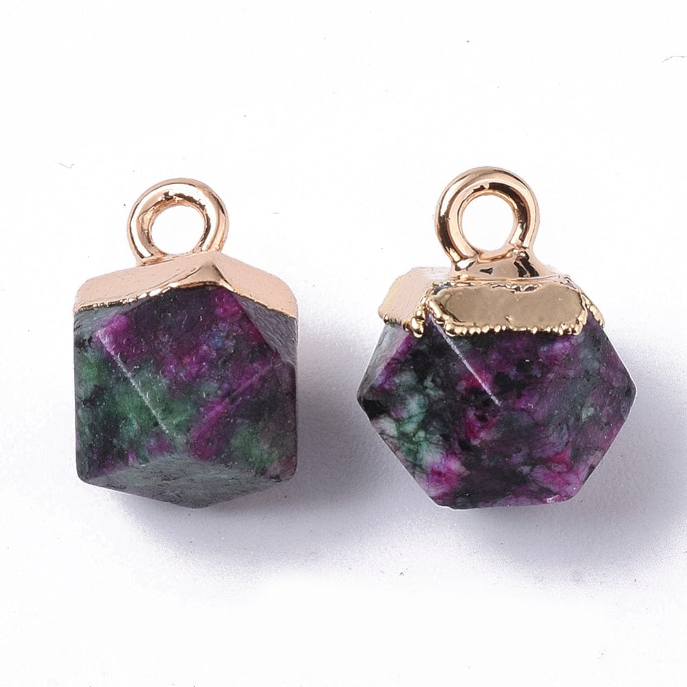 Rubin I Zoisit Vedhæng – Forgyldt Top (12x10mm) - Uniq Perler - 1111490445