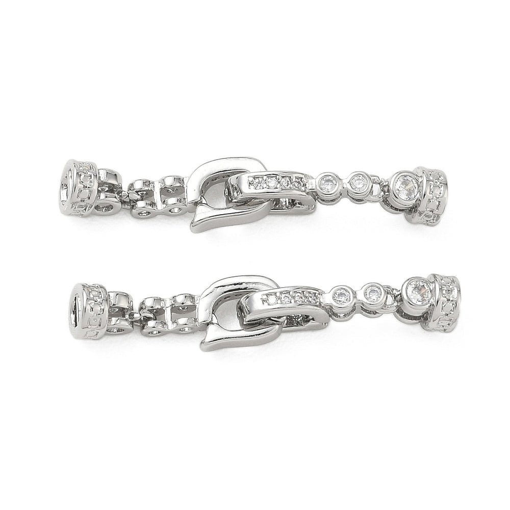 Rund Foldelås Med Zirkonia – Platinbelagt Messing (32mm) - Uniq Perler - 123029