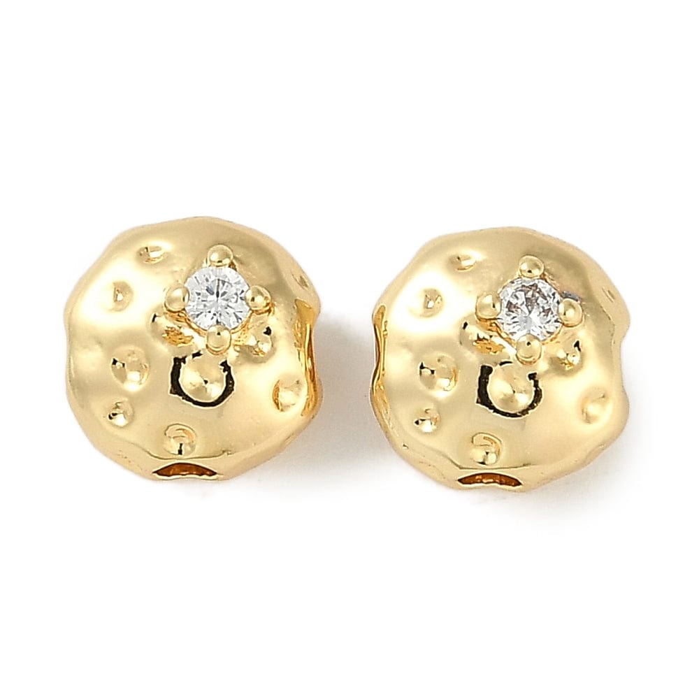 Rund Hamret Perler, 18K Forgyldt Messing, 7,5x6mm, 2 Stk. - Uniq Perler - 989810