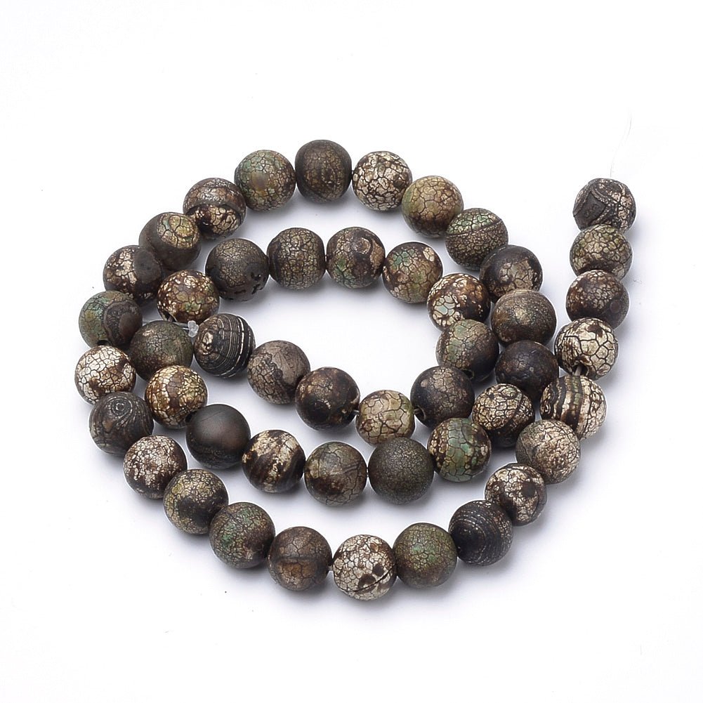 Runde Agat perler – Kokos Brun(8~8,5mm) - Uniq Perler -