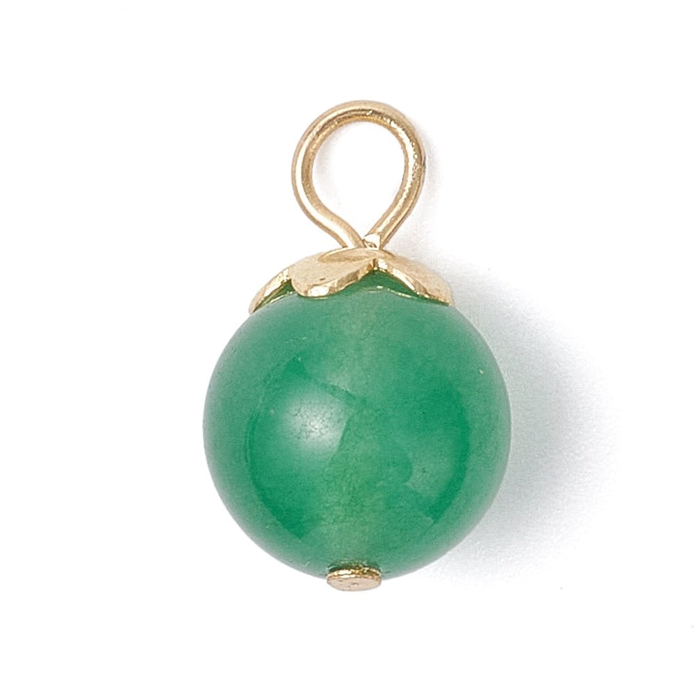 Runde Naturstens Vedhæng – Forgyldt Stål (14x8mm) 21 stk - Uniq Perler -