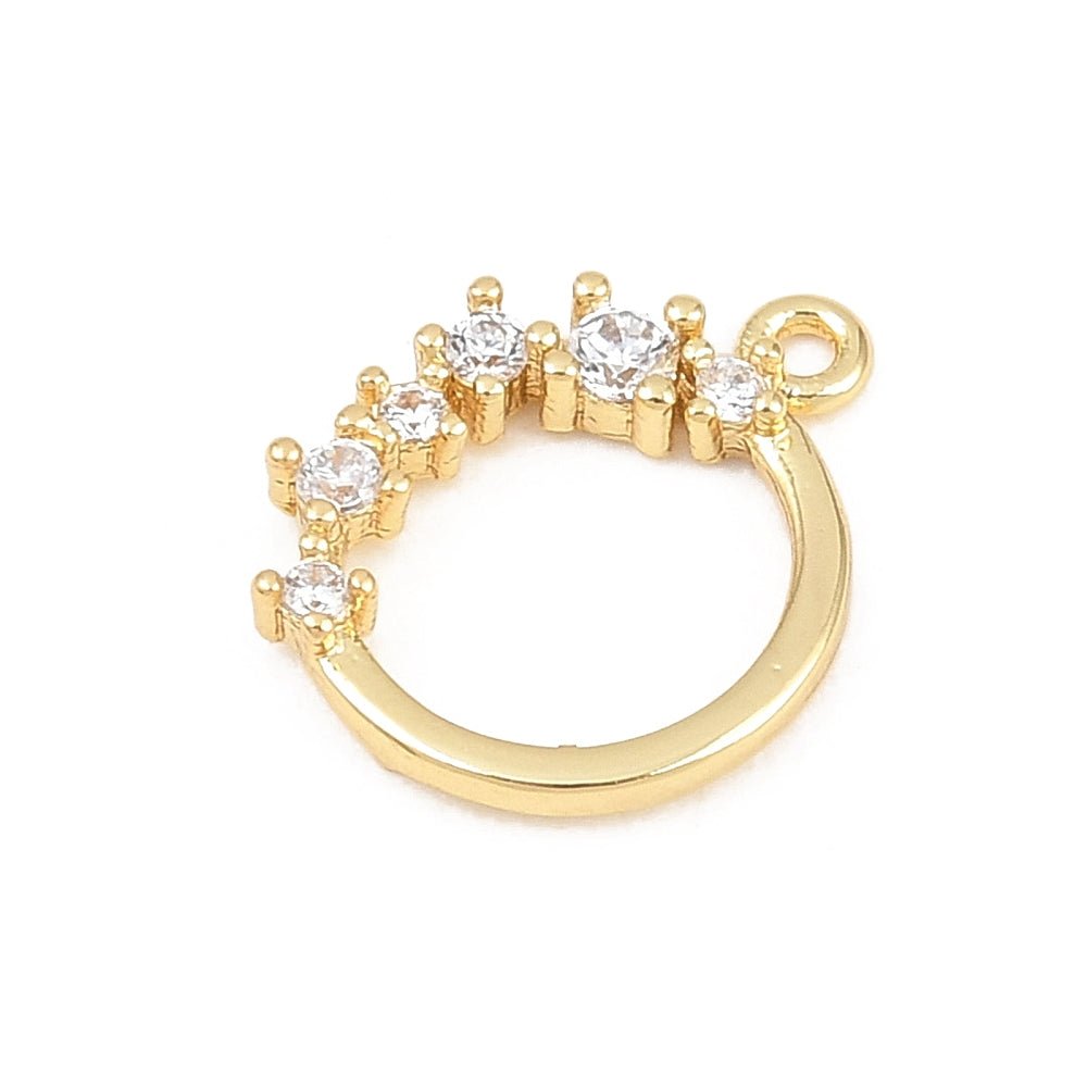 Rundt Ring Vedhæng Med Kubiske Zirkonia – 18K Forgyldt Messing (12x10x2mm) - Uniq Perler - 118830