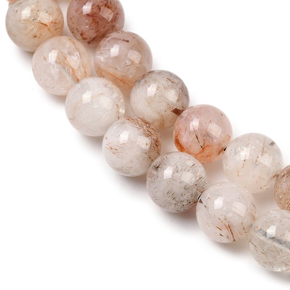 Rutileret Kvarts – Sort Guld Rutileret, Runde (10mm) - Uniq Perler -