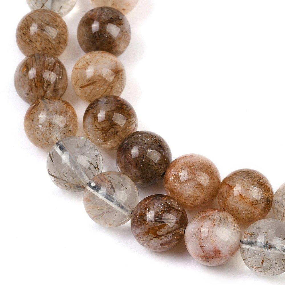 Rutileret kvarts – Sort Guld Rutileret, Runde (10mm) - Uniq Perler -