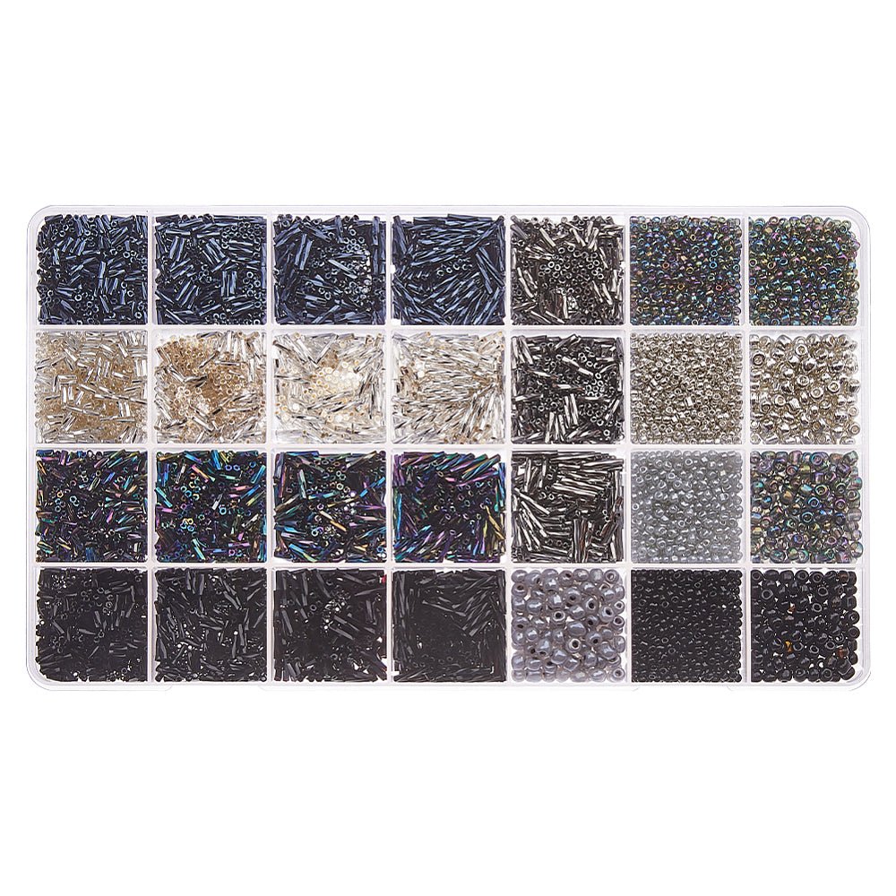Sæt med Seed Beads – 28 Varianter (280g, mixed farver) - Uniq Perler -
