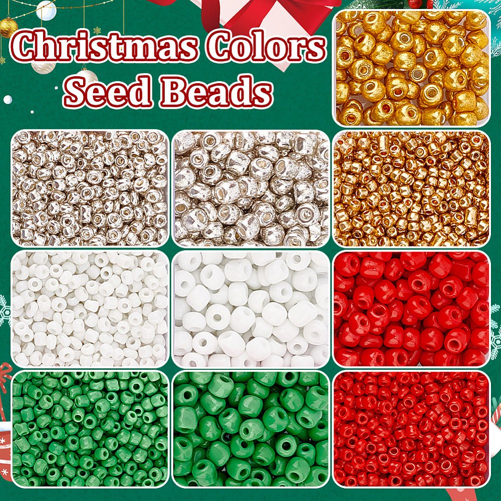 Seed Beads DIY Sæt – Jule Farve Mix, Metallic Og Opaque, Runde (2-4mm) - Uniq Perler - 126327