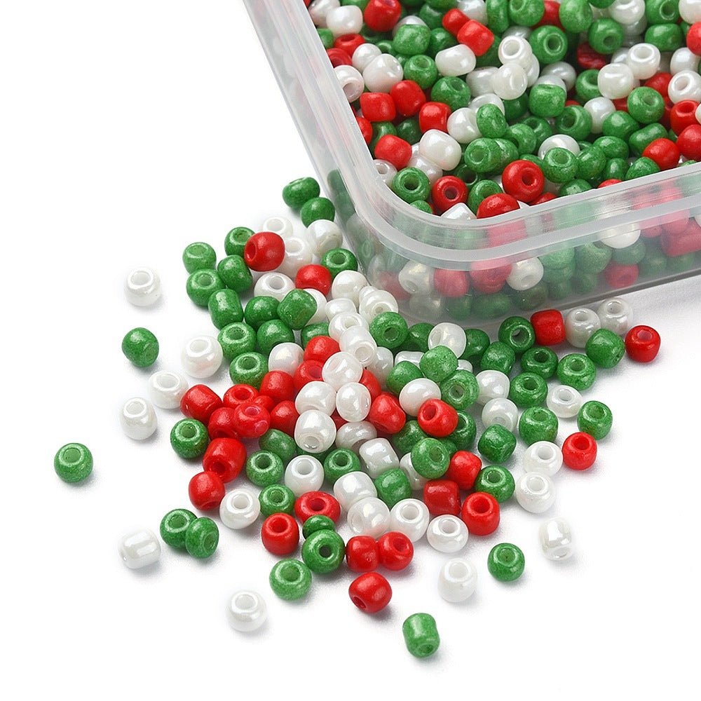 Seed Beads – Glas, Julemix, Runde (3x2mm) Ca 55g - Uniq Perler -