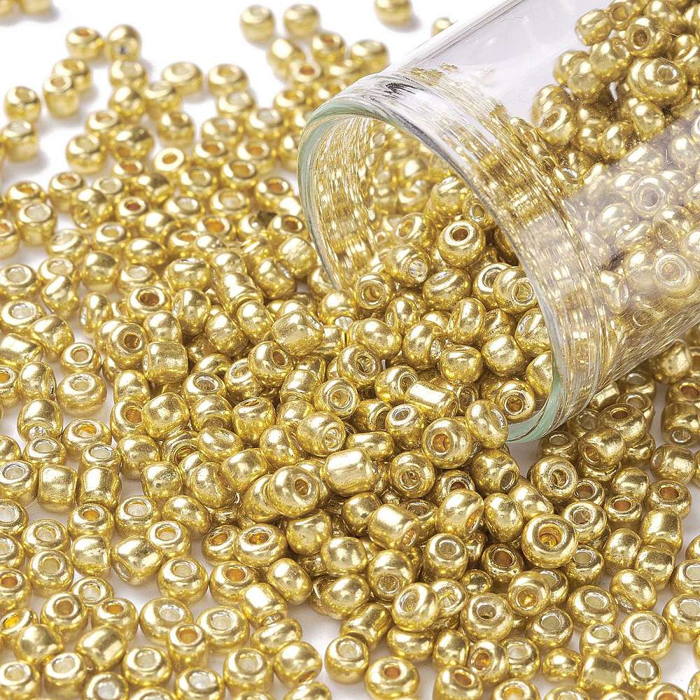 Seed Beads, Metallic Guld, 3mm - Uniq Perler - 113298