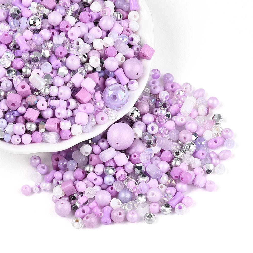 Seed Beads – Mix Lilla Farver (1–9,5mm) 20g - Uniq Perler - 115225