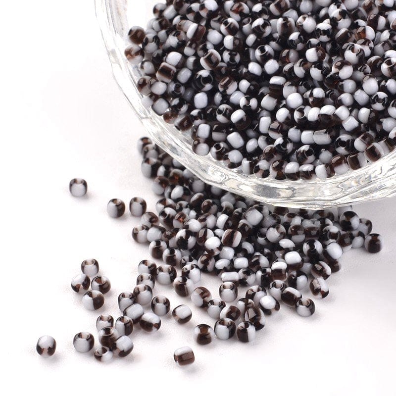 Seed Beads – Sort/Hvid Stribet, Rund (1,5 - 2mm, 450g) - Uniq Perler - 0000014677