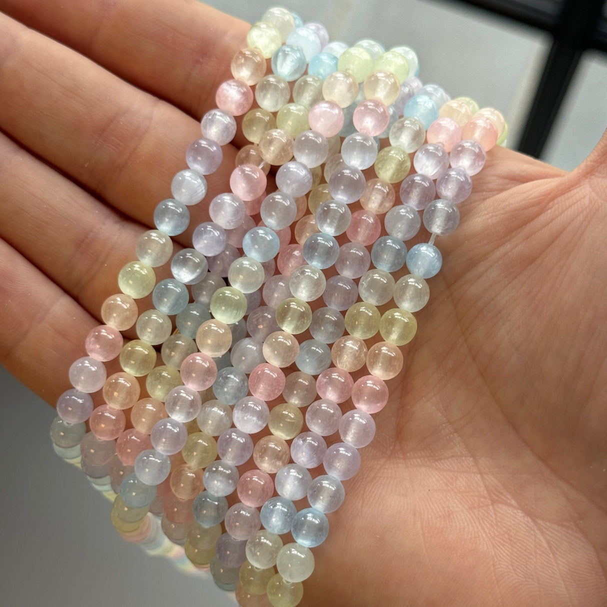 Selenit – Farve Mix, Runde (6mm) - Uniq Perler - 112470