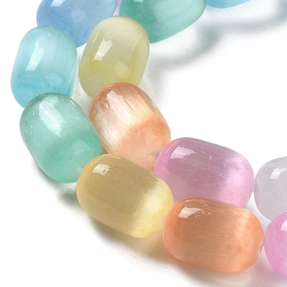 Selenit – Farve Mix, Tøndeformet (8x12mm) - Uniq Perler - 112475