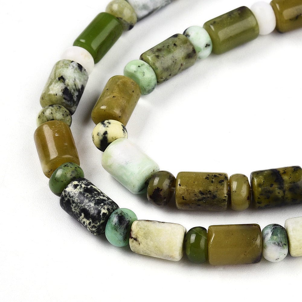 Serpentin Perler, Grønt Mix, Rør og Rondel, 8,5x6mm og (5,5x4mm) - Uniq Perler - 743183