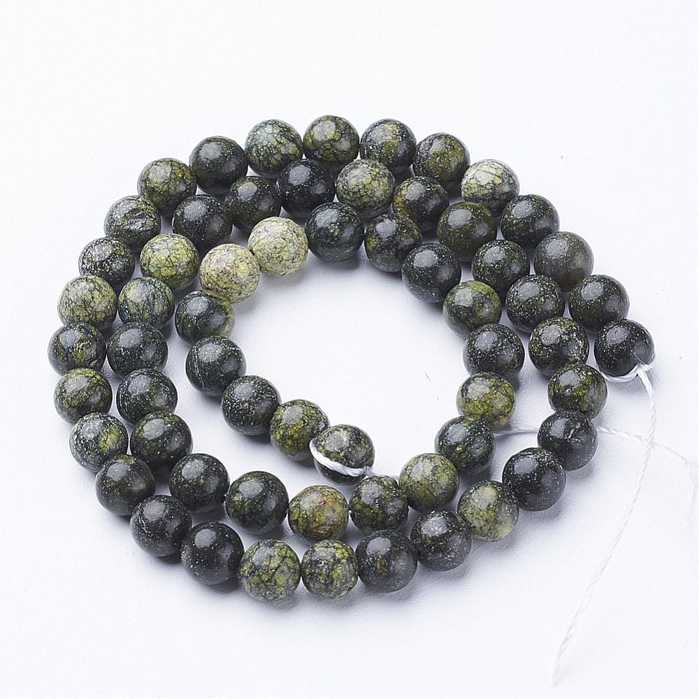 Serpentin Perler – Mørkegrøn, Rund (6mm) - Uniq Perler -