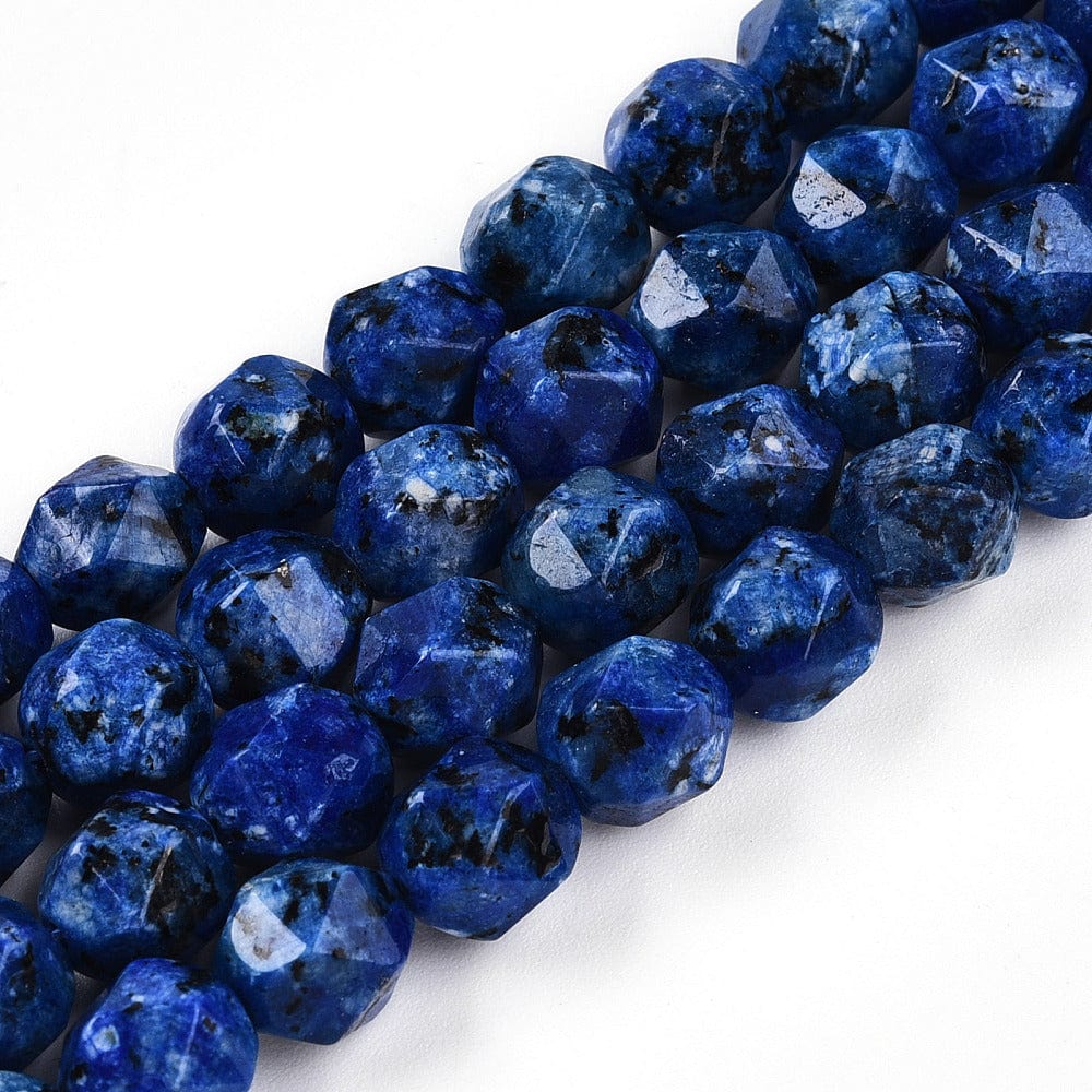 Sesam Jaspis - Blå, Facetteret, Star Cut (7 - 8x6 - 7mm) - Uniq Perler - 114482