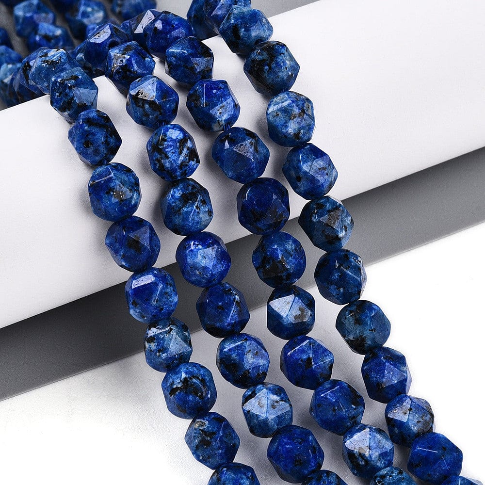 Sesam Jaspis - Blå, Facetteret, Star Cut (7 - 8x6 - 7mm) - Uniq Perler - 114482