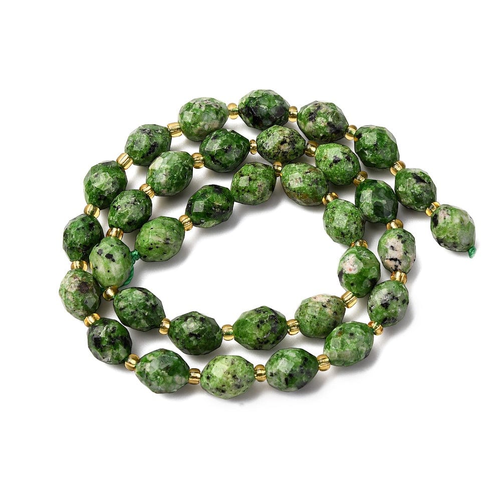 Sesame Jaspis Perler – Facetteret Risform (9,5x8mm) - Uniq Perler - 115787