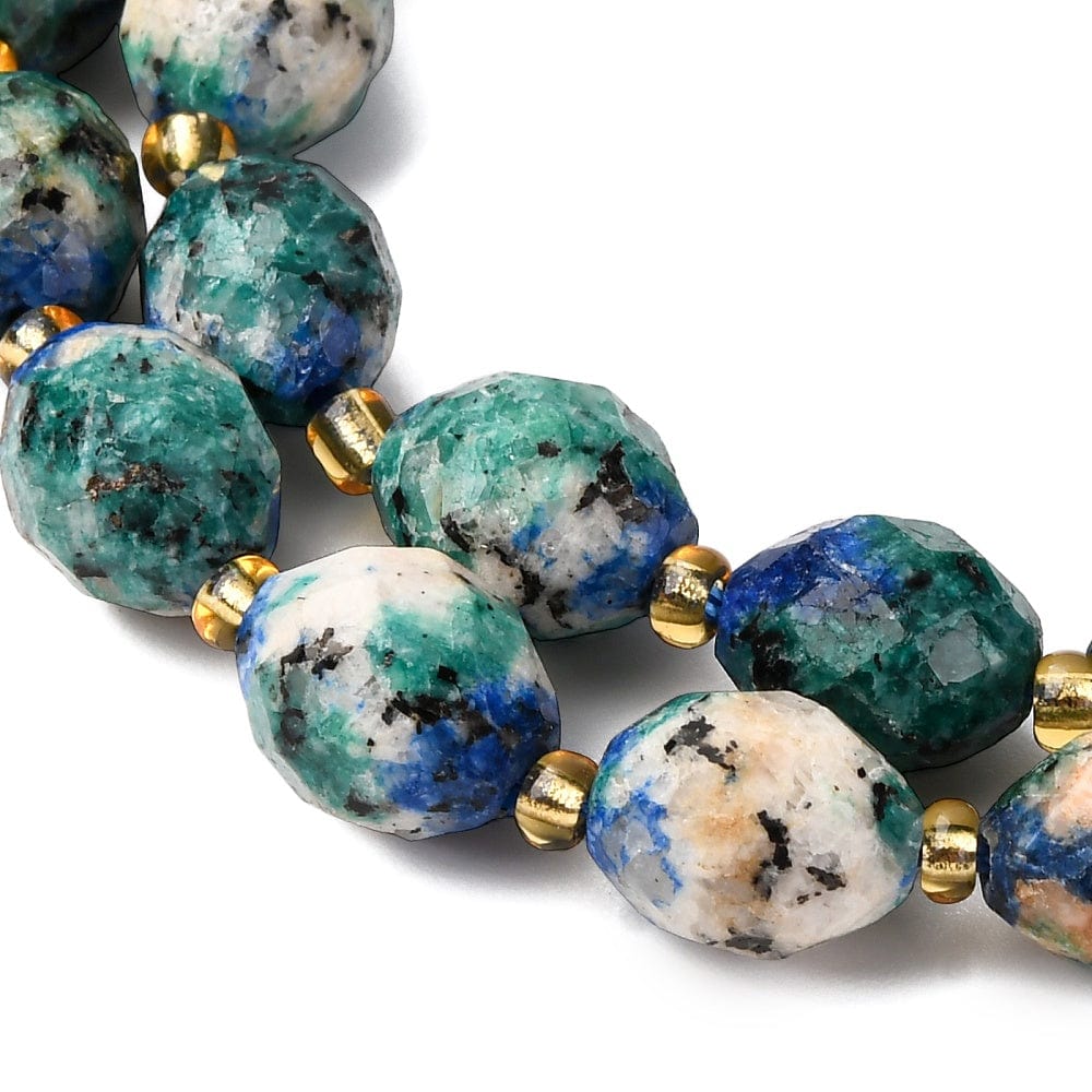 Sesame Jaspis Perler – Facetteret Risform (9,5x8mm) - Uniq Perler - 399284