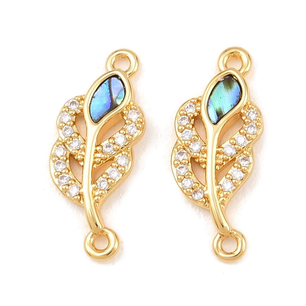 Shell Blad Mellemled – Zirkonia 18K Forgyldt (18mm) - Uniq Perler - 117695