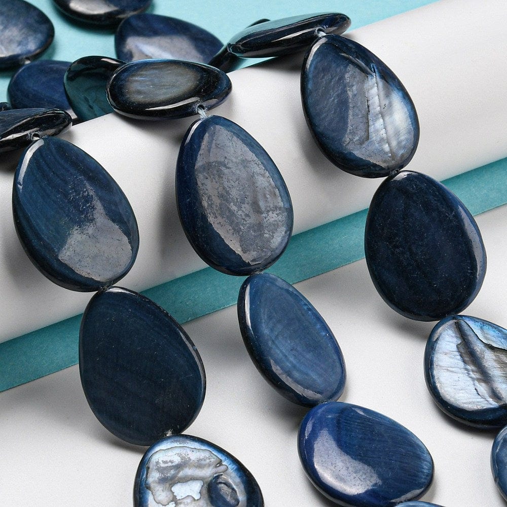 Shell Dråber, Stål Blå, 23x17mm - Uniq Perler - 112912