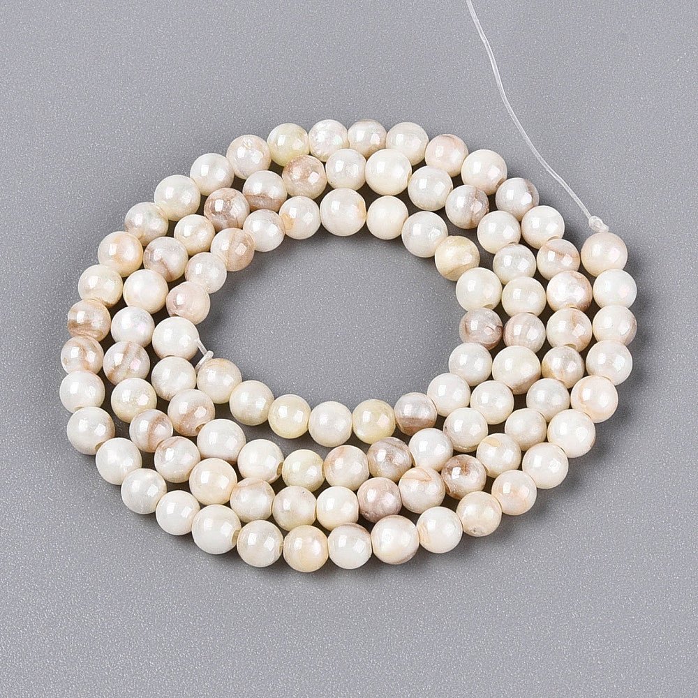 Shell-Perlen mit AB-Effekt – Muschelfarbe, rund (4 mm)