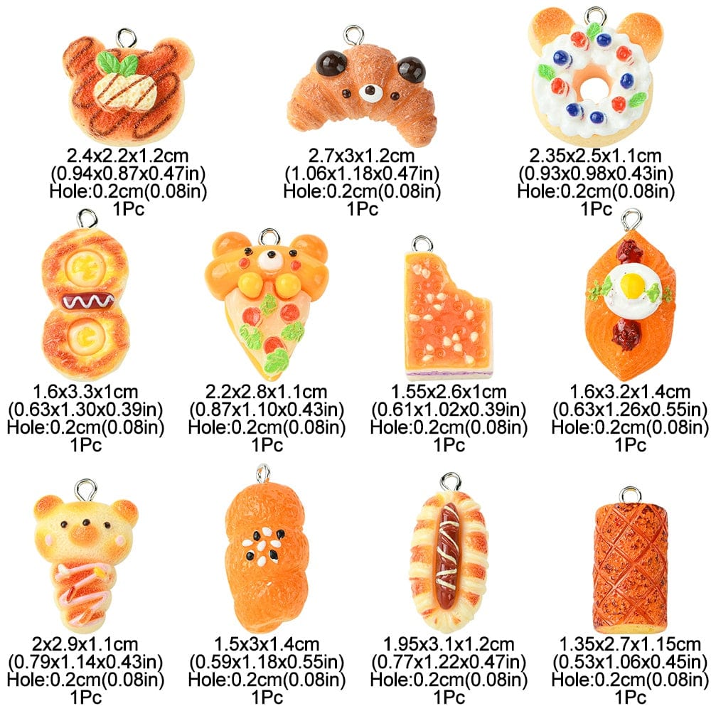 Sjove Assorteret Mad Vedhæng, (11 Stk) - Uniq Perler - 960389