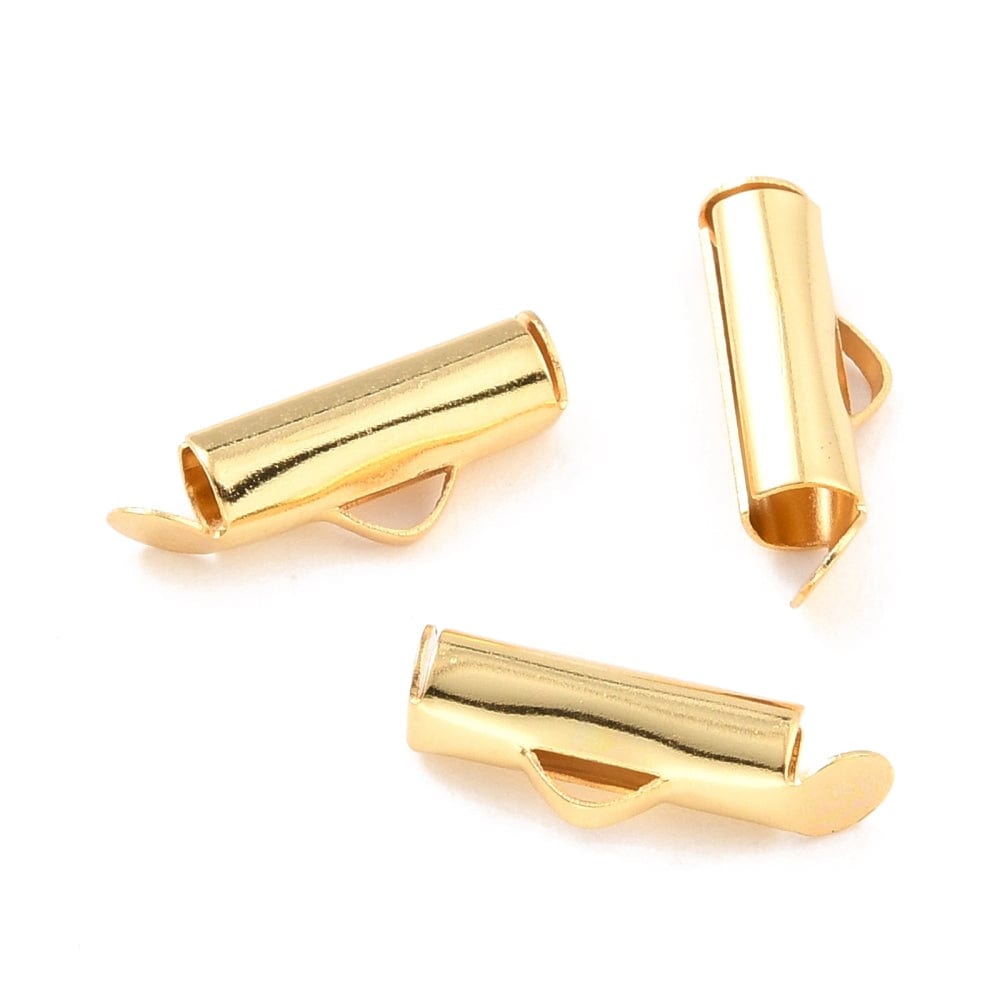 Slide Ends – 18K Forgyldt Stål (16x6x4mm) 10 stk - Uniq Perler - 113791