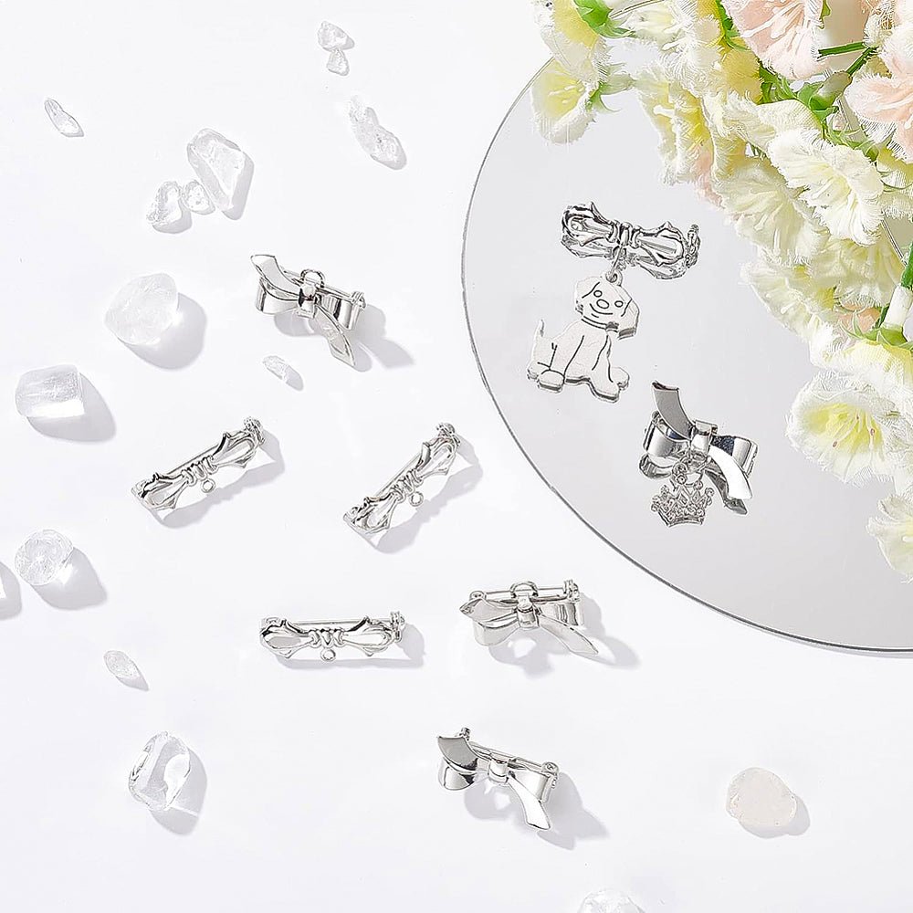 Sløjfe Broche - Lås – Platinbelagt Messing (28,5x10x7mm) - Uniq Perler - 119747