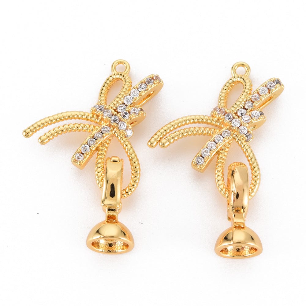 Sløjfe Lås Med Klare Zirkonia Sten, (22x18mm) - Uniq Perler - 111470