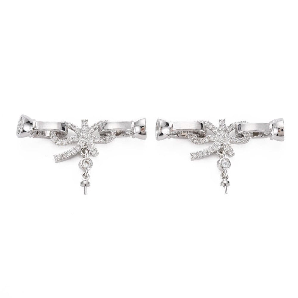 Sløjfe Lås Med Klare Zirkonia Sten Til Top/Anboret Perle - Uniq Perler - 111474