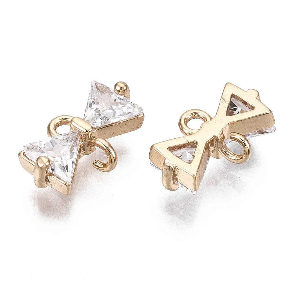 Sløjfe Mellemled Med Zirkonia Sten, Langtidsholdbar Forgyldning, (12x7x3,5mm) - Uniq Perler - 172235