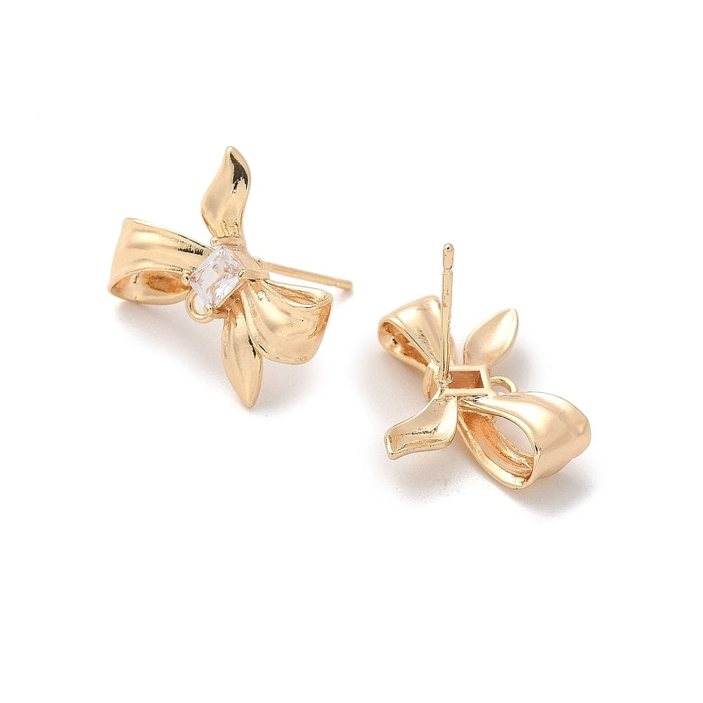 Sløjfe Ørestikkere Med Klar Zirkonia Sten, 18mm - Uniq Perler - 114512