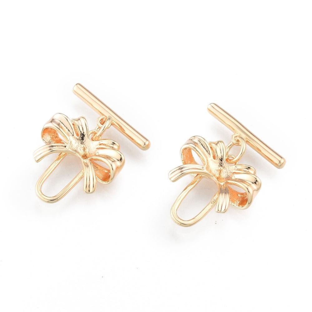 Sløjfe Toggle Lås, Forgyldt, 16x15,5mm - Uniq Perler - 111468