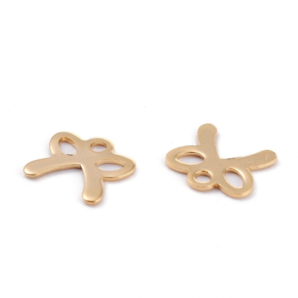 Sløjfe Vedhæng, 18K Forgyldt Stål, 8,5x9,5mm, 10 Stk. - Uniq Perler - 532847