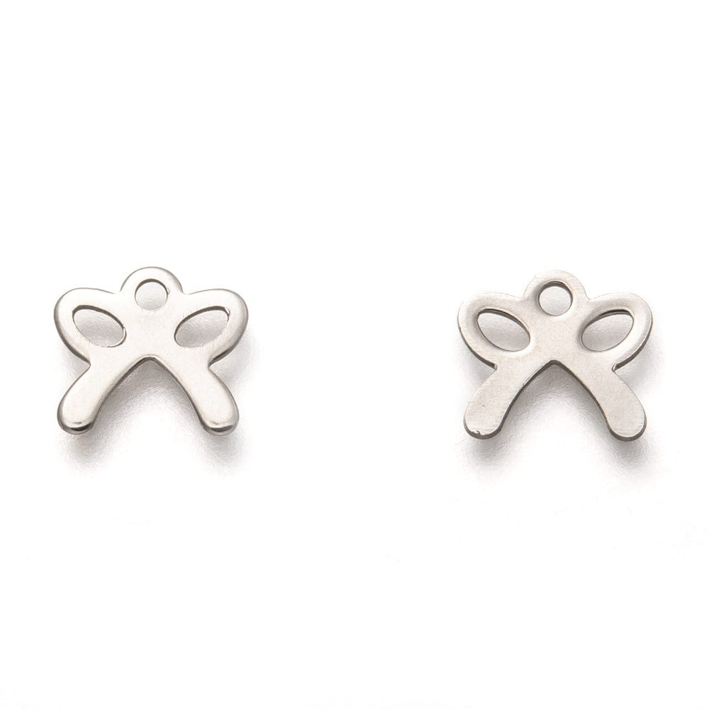 Sløjfe Vedhæng, Stål, 8,5x9,5mm, 10 Stk. - Uniq Perler - 508847