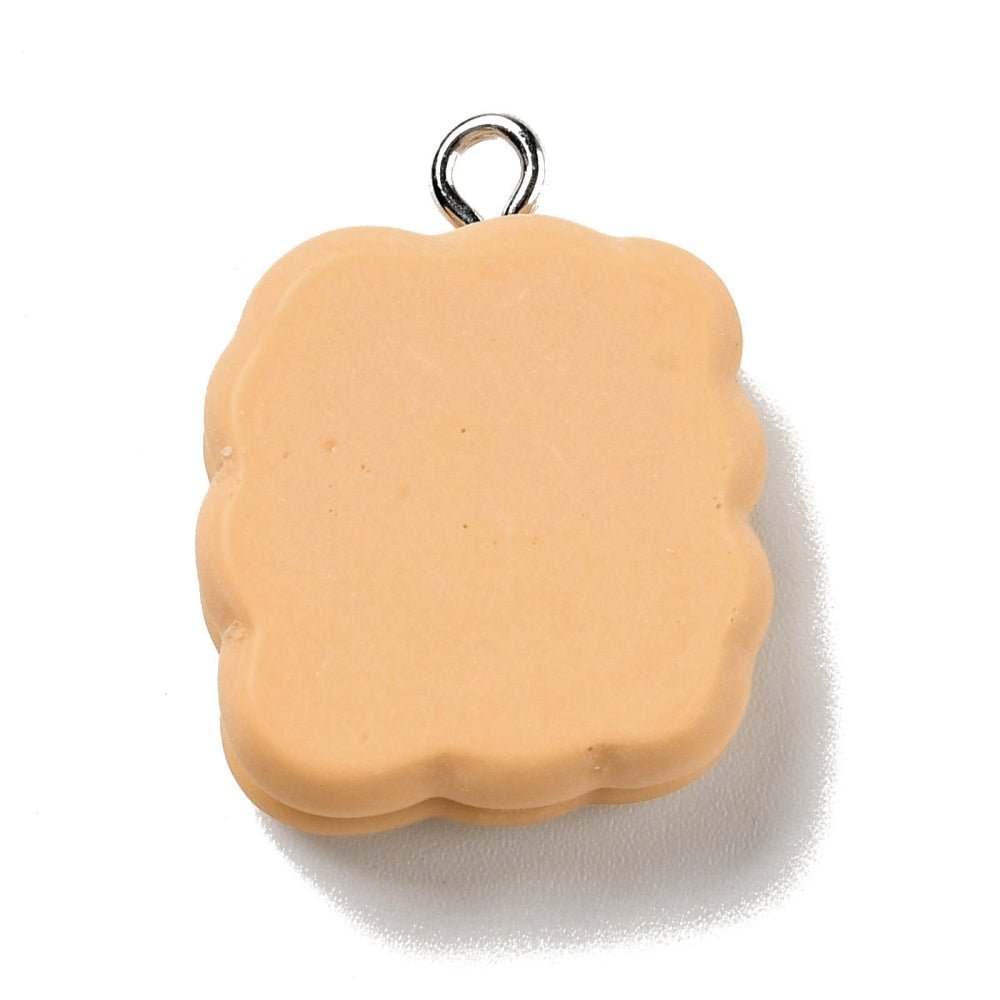 Småkage Vedhæng – Resin, Beige (24x19x7mm) 6 Stk - Uniq Perler - 118554